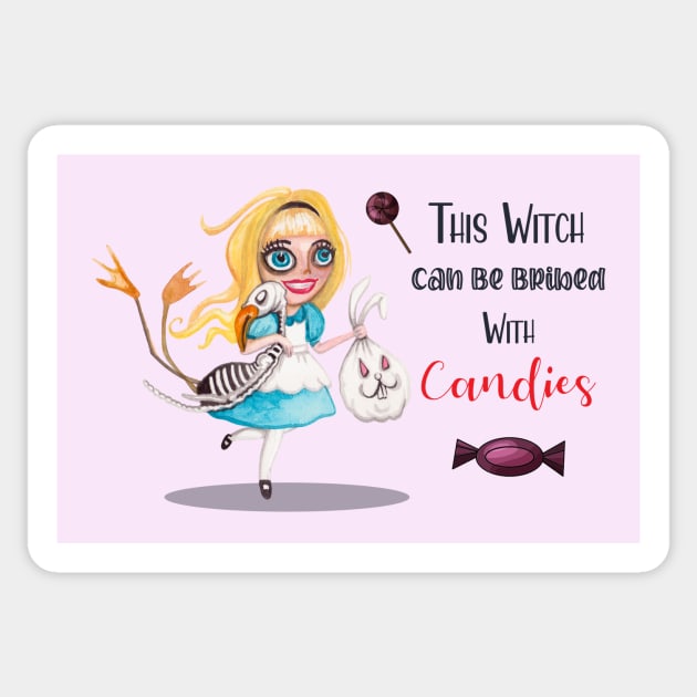 This witch can be bribed with candies Sticker by Athikan